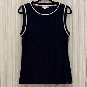 ❤️‍🔥3/$20 Tommy Hilfiger Navy Ribbed Sleeveless Tank with White Trim